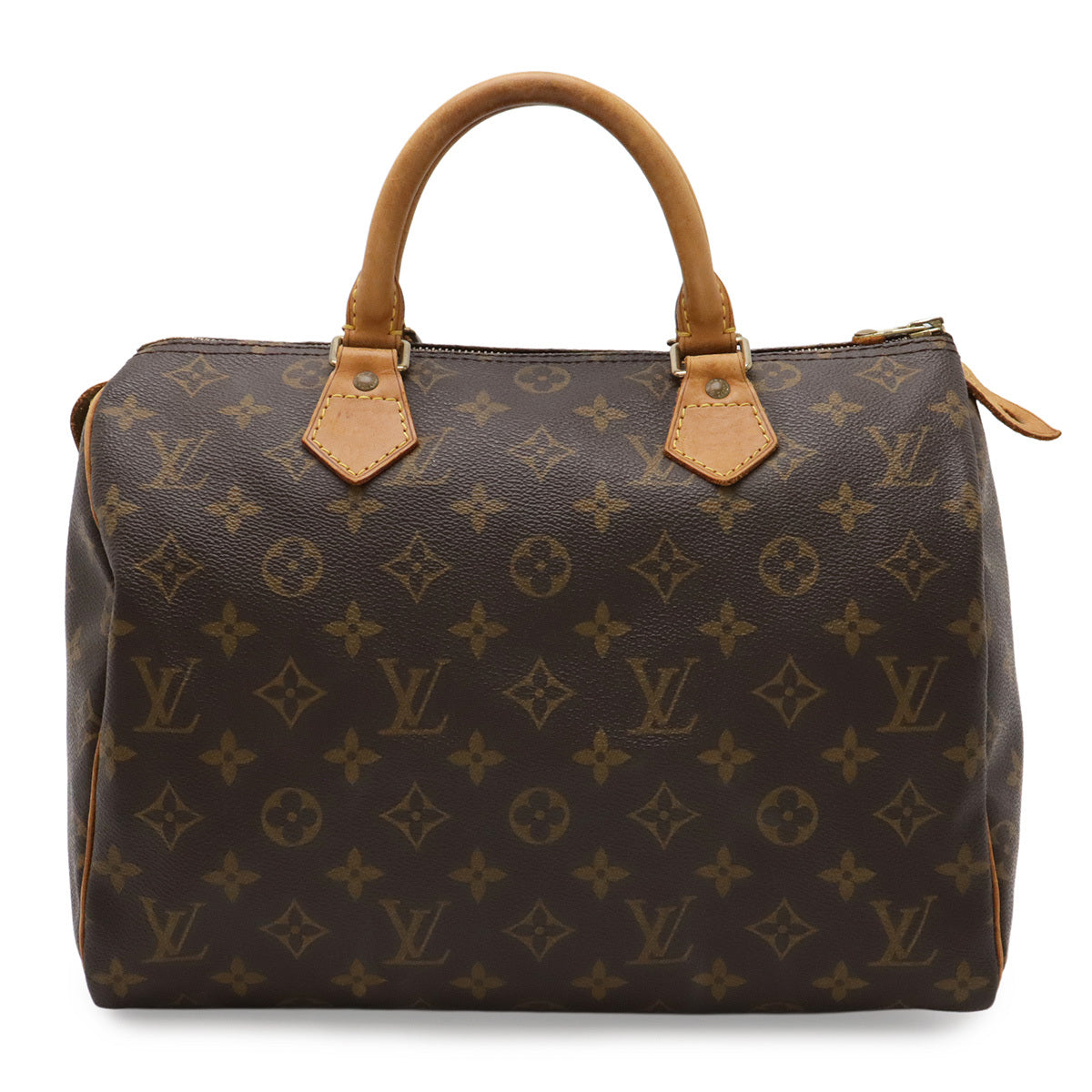 Louis Vuitton Speedy 30 sett på skrå fra siden med Monogram-mønster