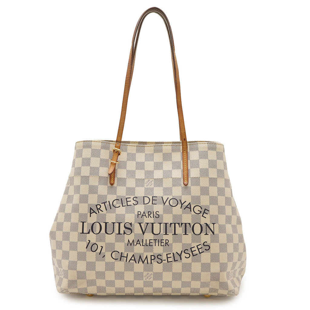 Louis Vuitton Cabas Articles de Voyage i Damier Azur – sett forfra med skulderstropper